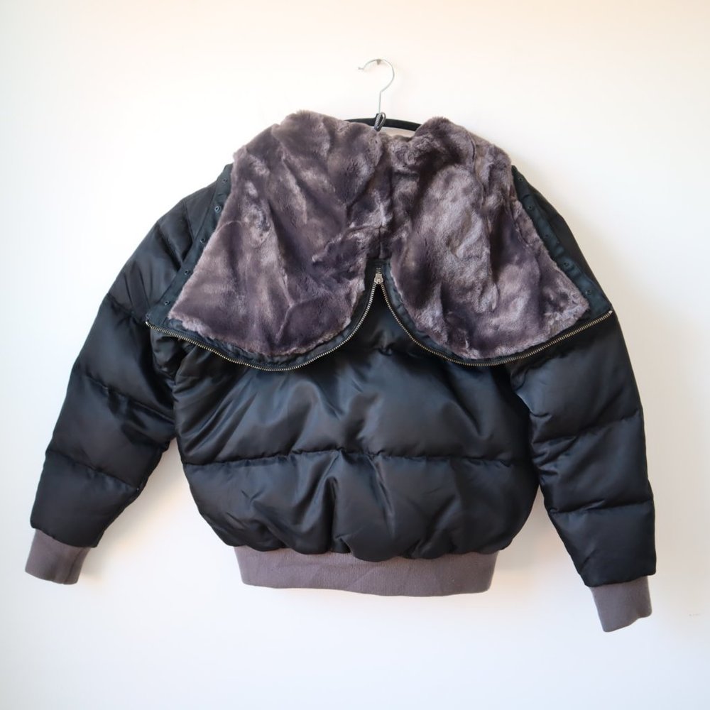 Vintage The North Face Puffer Bomber Jacket with Angel Wing Zip Hood, Si…
